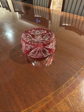Cut Glass Ruby-Red Pressed Crystal Bowl